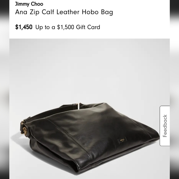 Jimmy Choo Calf Ana Zip Leather Hobo Bag Black and Silver - Picture 4 of 14